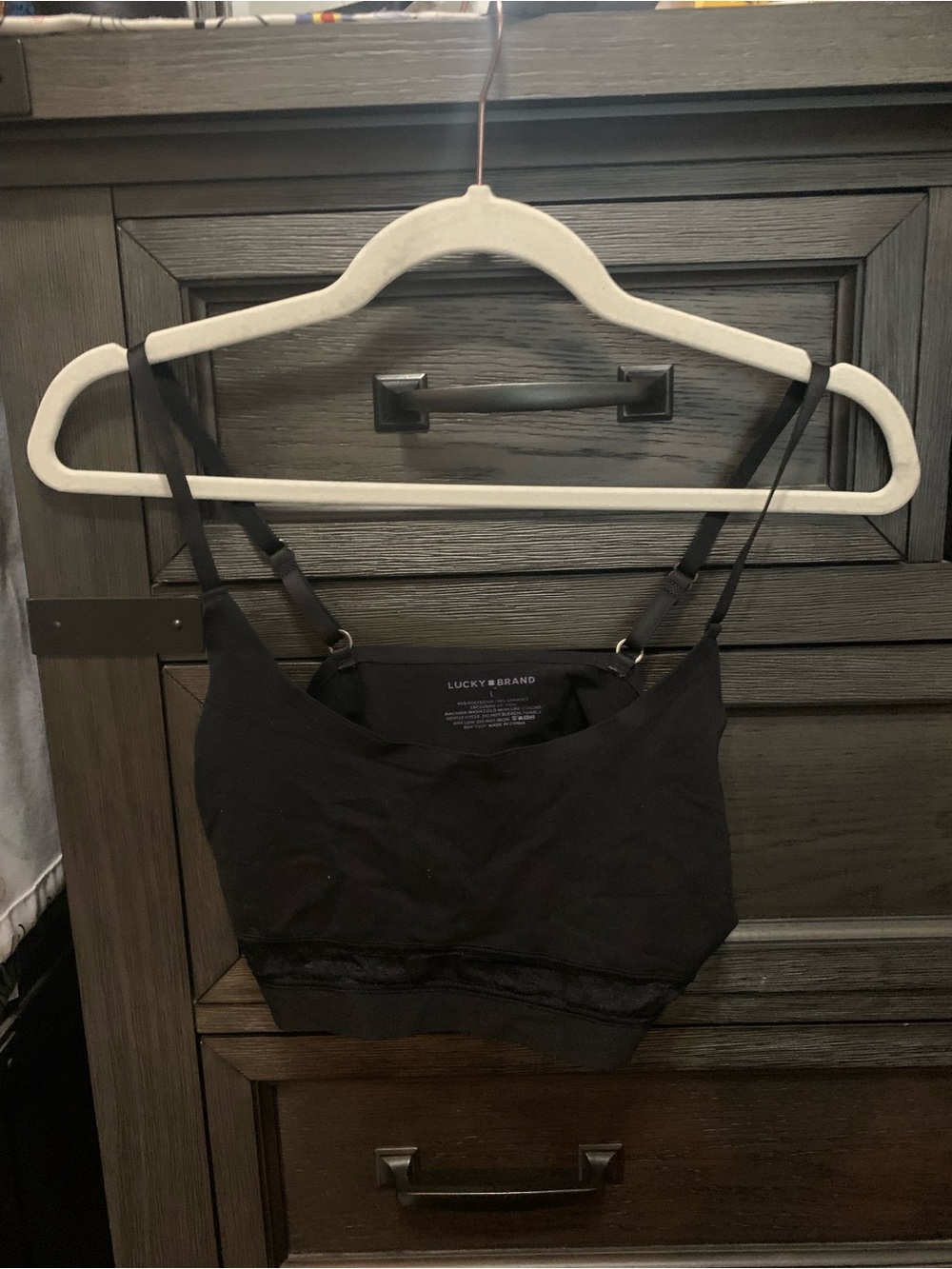 Lucky Brand Black Lace-Trim Bralette